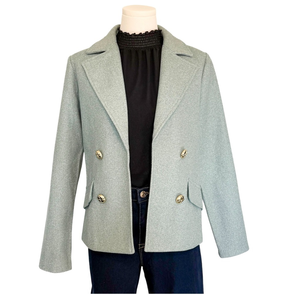 Wren New York Sage Double Breasted Gold Button Blazer Size Small New